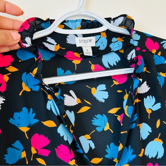 J CREW Women’s Ruffle Multi Colored Floral Print Size L - Picture 9 of 13